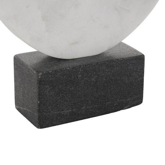 10.25" White Abstract Curved Semicircle Marble & Metal Sculpture with Gold Orb Accent